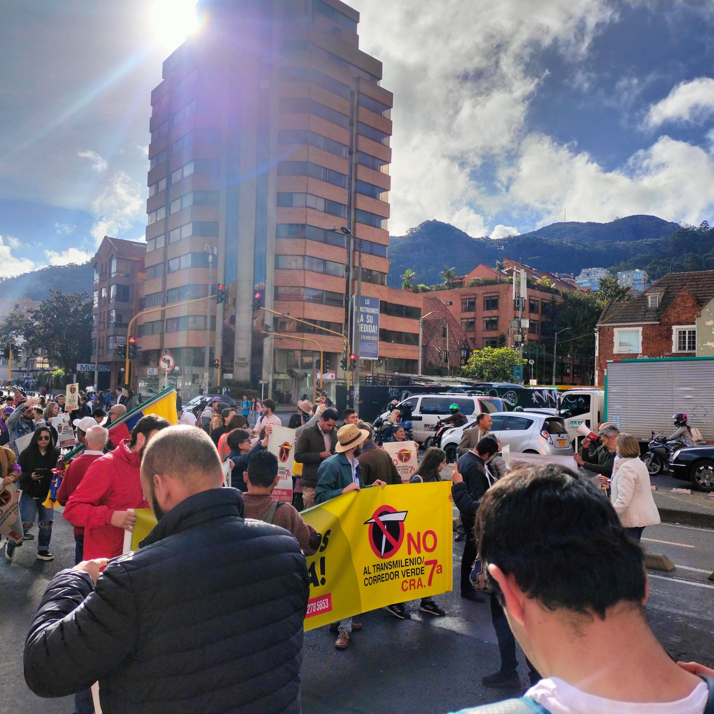 Protest against a Transport Development plan in Bogotá, Colombia. Photo by Andres Galeano.